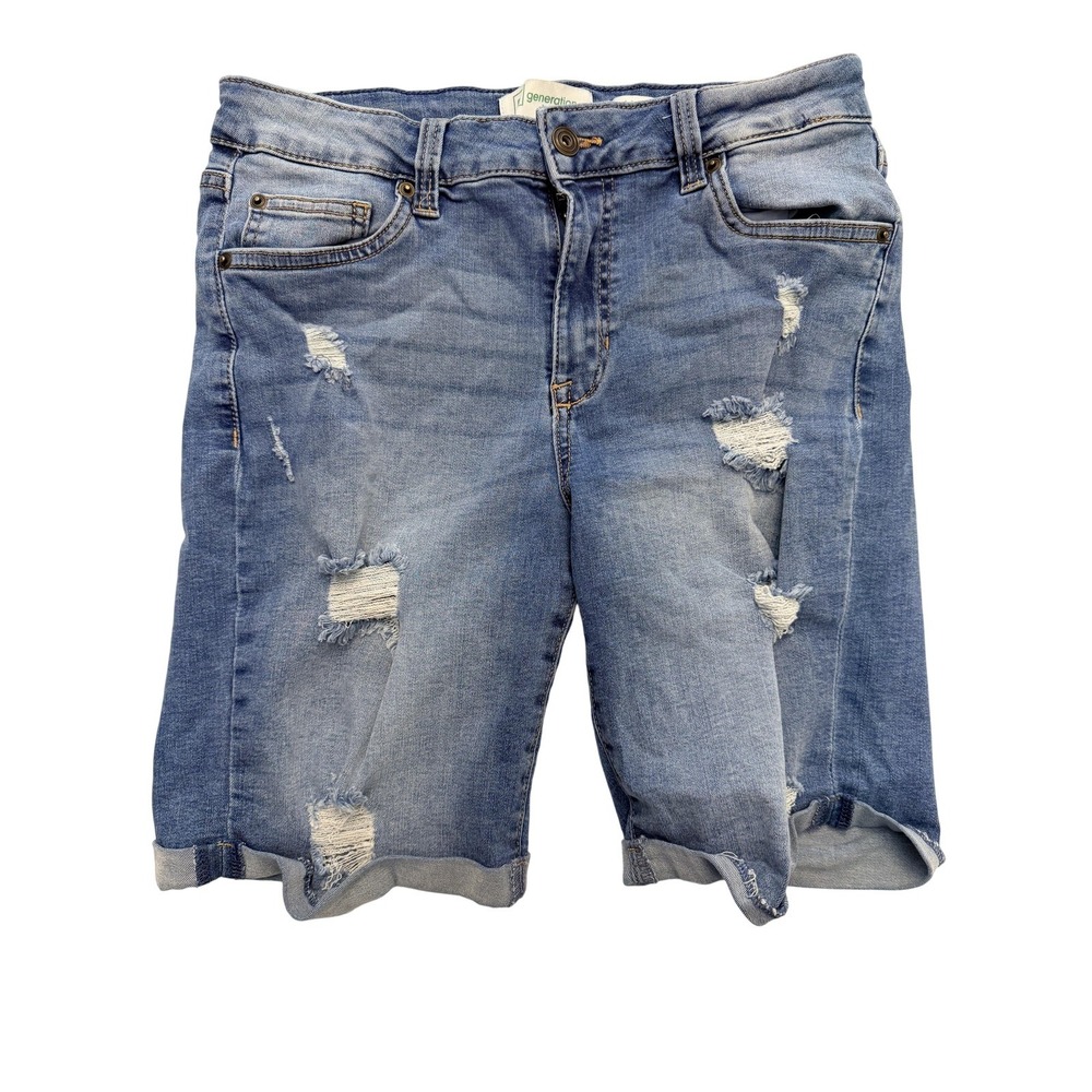 Generation By Celebrity‎ Pink Shorts Juniors 9/29 Blue Distressed Cuffed Bermuda